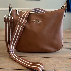 Kate Spade Crossbody Rosie Large Pebbled Leather, brown and god